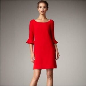Like New Kate Spade LUNA Ruffle Sleeve Red Dress Size 6 Office Career Work Lined